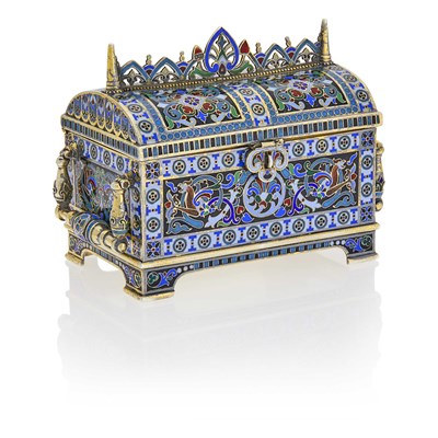 Lot 504 - Russian Silver and Champlevé Enamel Casket