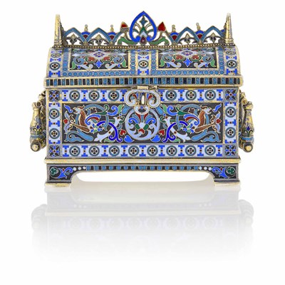 Lot 504 - Russian Silver and Champlevé Enamel Casket