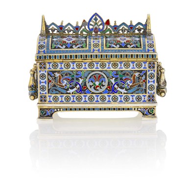 Lot 504 - Russian Silver and Champlevé Enamel Casket