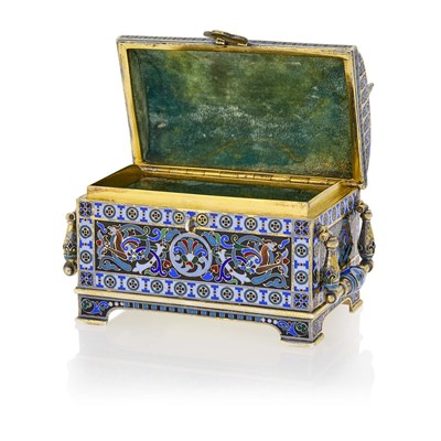 Lot 504 - Russian Silver and Champlevé Enamel Casket