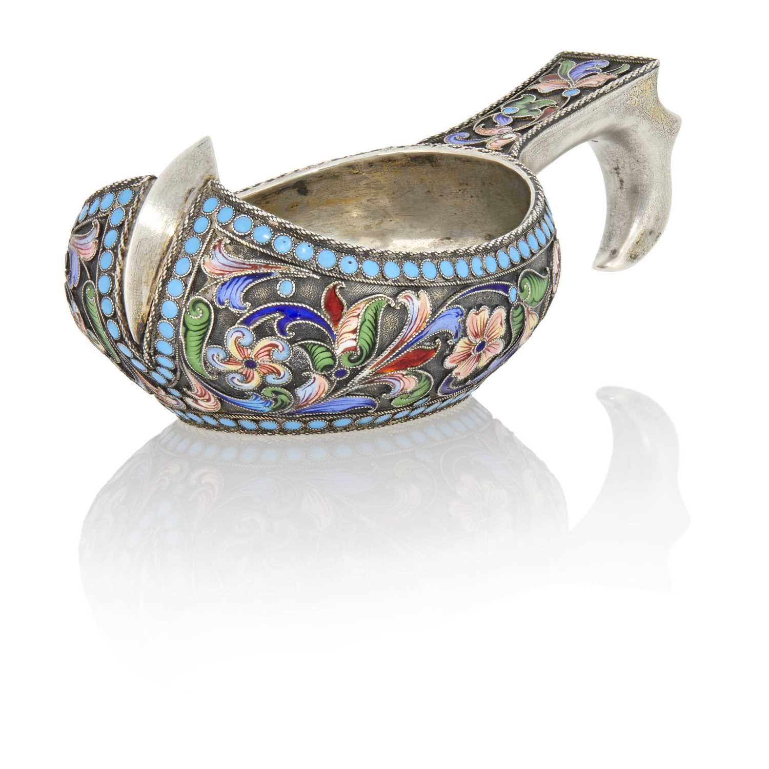 Lot 540 - Russian Silver and Cloisonné Enamel Kovsh