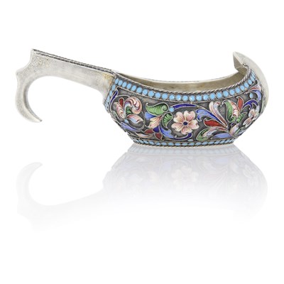 Lot 540 - Russian Silver and Cloisonné Enamel Kovsh