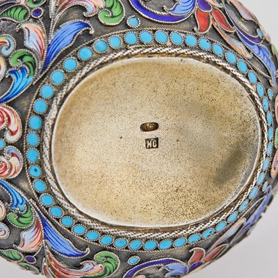 Lot 540 - Russian Silver and Cloisonné Enamel Kovsh