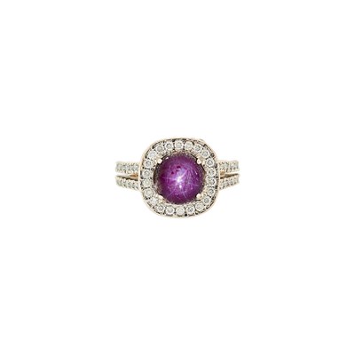 Lot 2306 - White Gold, Star Ruby and Diamond Ring