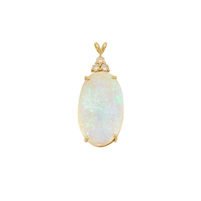 Lot 2324 - Gold, White Opal and Diamond Pendant