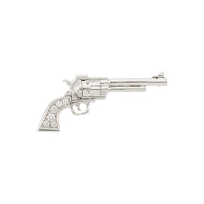 Lot 2290 - White Gold and Diamond Gun Brooch