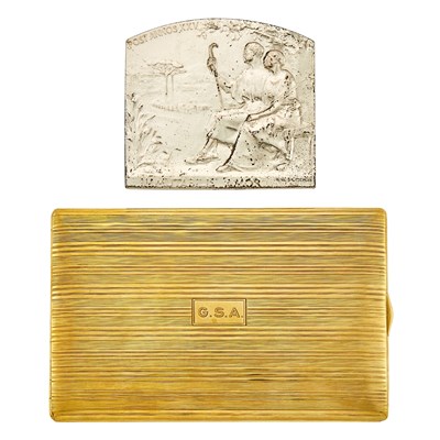 Lot 2173 - Gold Cigarette Case and Metal Rene Baudichon 'Immutabilis Amor' Plaque, France