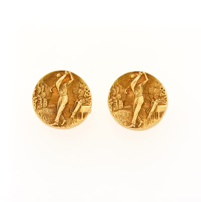 Lot 2237 - Pair of Gold Golfer Cufflinks