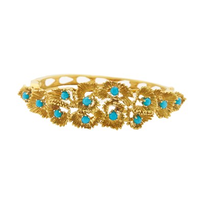 Lot 2025 - Gold and Turquoise Bangle Bracelet