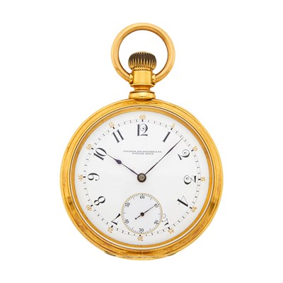 Lot 1024 - Patek Philippe Gold Open Face Pocket Watch with Fob Chain, Retailed by Palmer, Bachelder & Co.