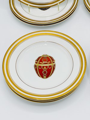 Lot 1144 - Set of Twelve Limoges Porcelain "Faberge Imperial Egg" Dessert Plates