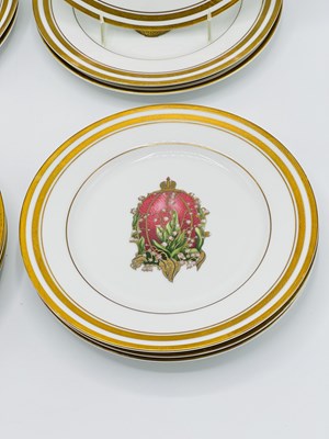 Lot 1144 - Set of Twelve Limoges Porcelain "Faberge Imperial Egg" Dessert Plates