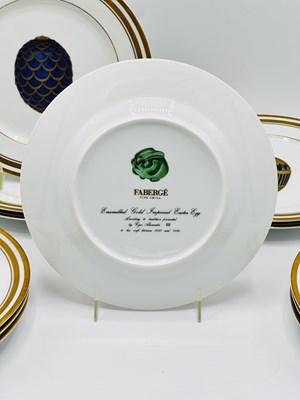 Lot 1144 - Set of Twelve Limoges Porcelain "Faberge Imperial Egg" Dessert Plates