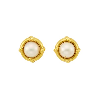 Lot 2389 - Tiffany & Co. Pair of Gold and Mabé Pearl Earclips