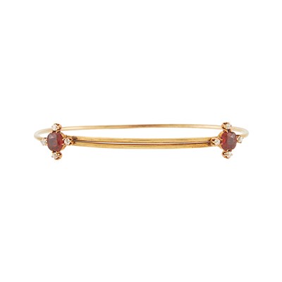 Lot 2196 - Antique Gold, Garnet and Diamond Slide Bangle Bracelet