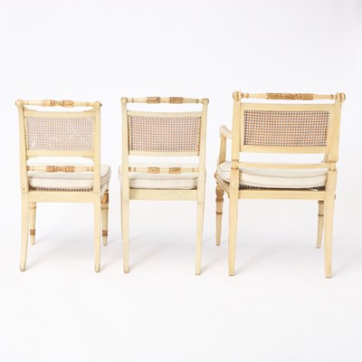 Lot 518 - Set of Six Regency Painted and Parcel-Gilt Dining Chairs