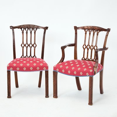 Lot 235 - Set of Fourteen George III Style Mahogany Dining Chairs