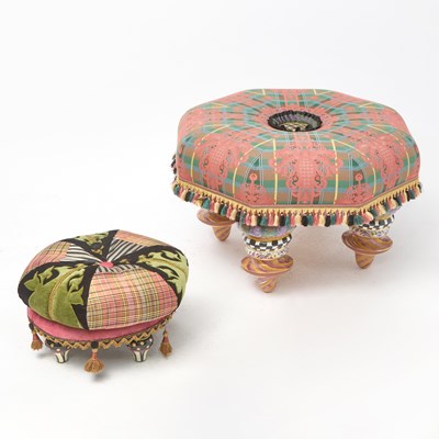 Lot 308 - MacKenzie-Childs Upholstered and Glazed Porcelain Stool