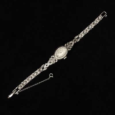 Lot 322 - Lucien Piccard Lady's White Gold and Diamond Wristwatch