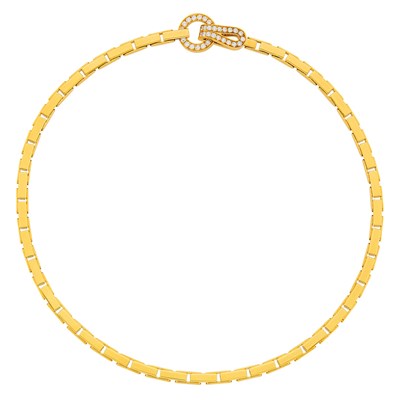 Lot 36 - Cartier Gold and Diamond 'Agrafe' Necklace, France