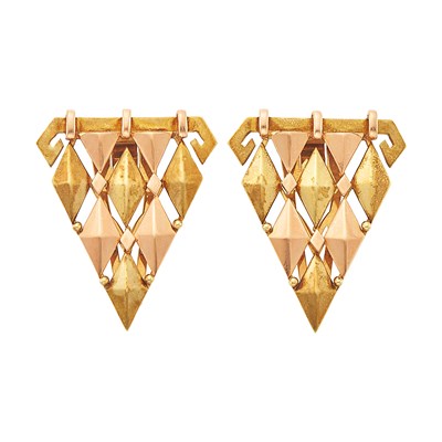 Lot 1074 - Pair of Two-Color Gold Clips