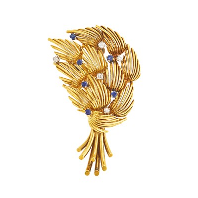 Lot 1030 - Tiffany & Co. Gold, Sapphire and Diamond Bouquet Brooch