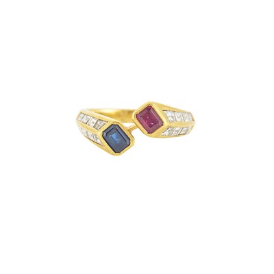 Lot 1301 - Gold, Sapphire, Ruby and Diamond Ring