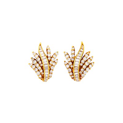 Lot 112 - Pair of Gold and Diamond Earrings