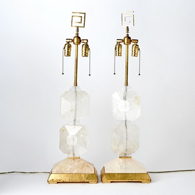 Lot 91 - Pair of Rock Crystal and Giltwood Table Lamps