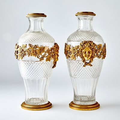 Lot 74 - Pair of Gilt-Bronze Mounted Glass Vases