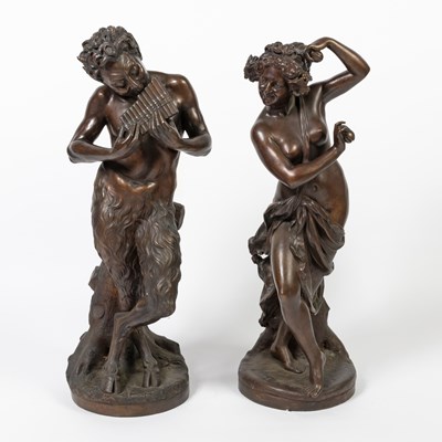 Lot 329 - A. Testi, Pair of Patinated Bronze Figures