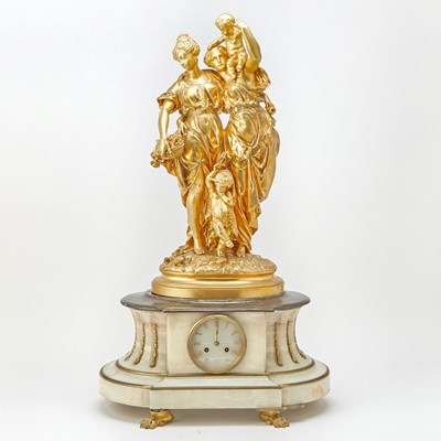 Lot 298 - French Gilt-Bronze Mounted Onyx Figural Mantel Clock