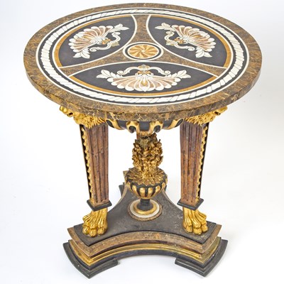 Lot 242 - Italian Empire Style Gilt and Ebonized Center Table