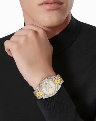 Lot 32 - Rolex Gentleman's Gold, Stainless Steel and Diamond 'Datejust' Wristwatch, Ref, 116243