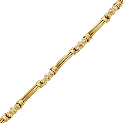 Lot 1225 - Gold and Diamond Bracelet