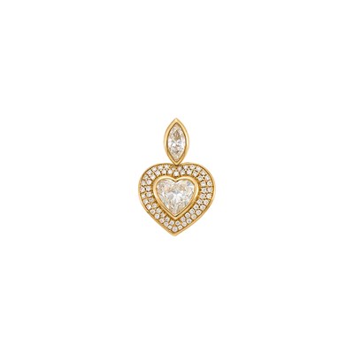 Lot 1092 - Rose Gold and Diamond Heart Pendant