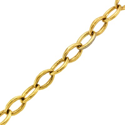 Lot 1109 - Ippolita Hammered Gold and Diamond Link Toggle Bracelet