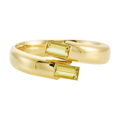 Lot 1241 - Gold and Heliodor Bypass Bangle Bracelet