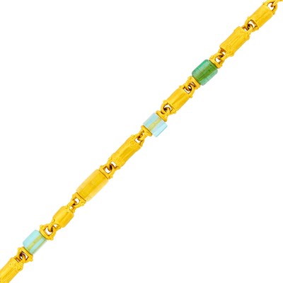 Lot 104 - Denise Roberge High Karat Gold and Colored Stone Bead Toggle Bracelet