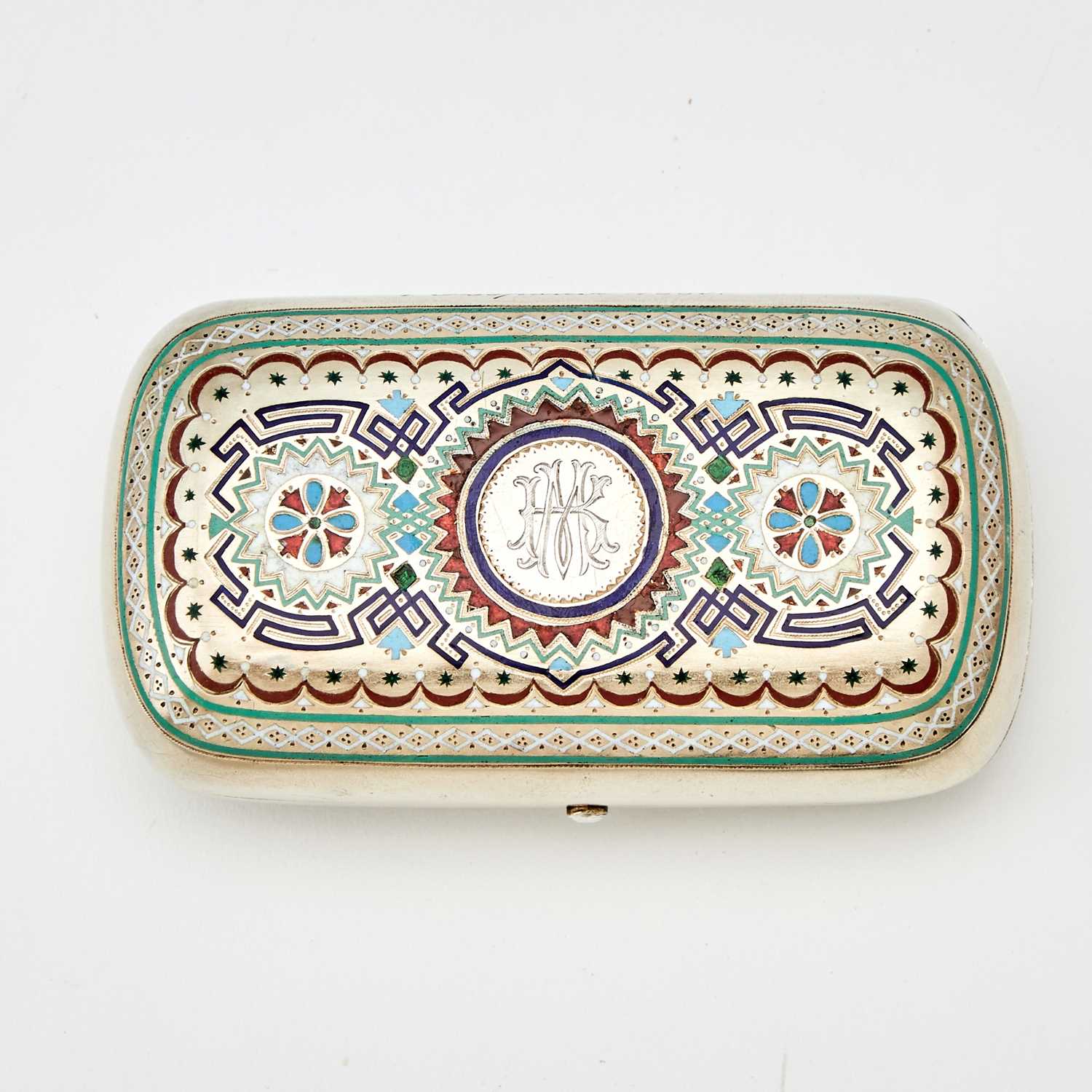 Lot 502 - Russian Silver-Gilt and Champlevé Enamel Cigarette Case