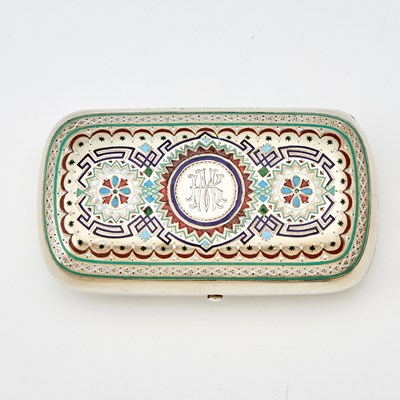 Lot 502 - Russian Silver-Gilt and Champlevé Enamel Cigarette Case