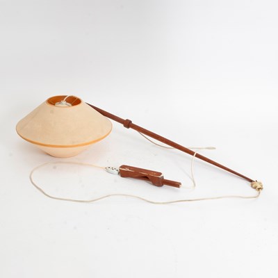 Lot 116 - Danish Modern Teak and Fabric Pendant Light