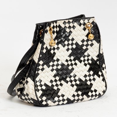 Lot 151 - Bottega Veneta Intrecciato Black and White Check Leather Handbag