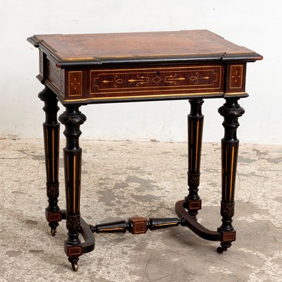 Lot 232 - Napoleon III Part Ebonized Walnut and Parquetry Writing Table