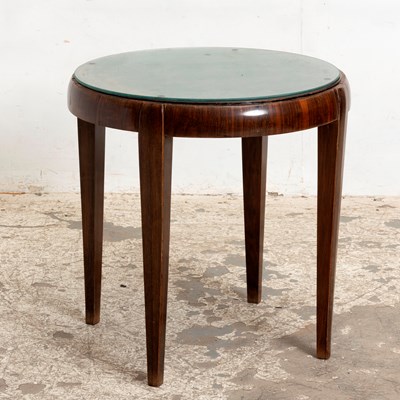 Lot 239 - Continental Art Deco Walnut Glass Top End Table