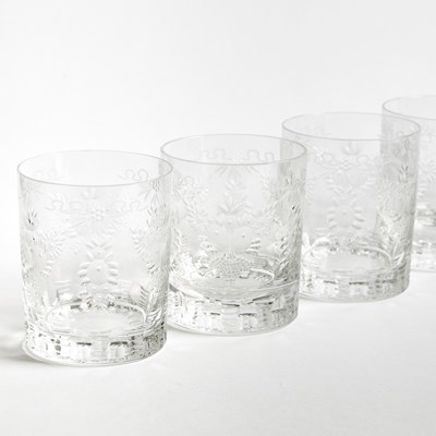 Lot 16 - Set of Nine Asprey Cut Glass Old Fashioned Drinking Glasses