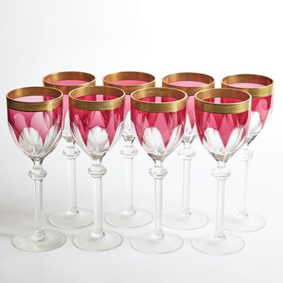 Lot 240 - Set of Sixteen Gilt and Ruby Glass Goblets