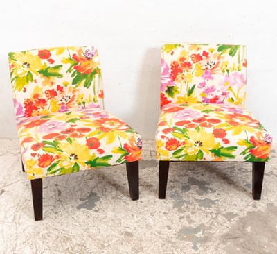 Lot 75 - Pair of Floral Slipper Chairs