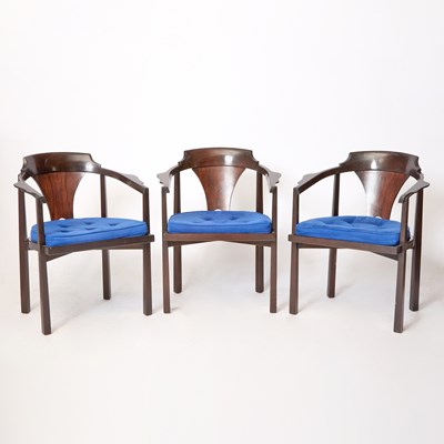 Lot 333 - Set of Three Edward Wormley for Dunbar Rosewood Open Armchairs