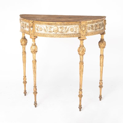 Lot 215 - Italian Neoclassical Style Painted Wood Demilune Console